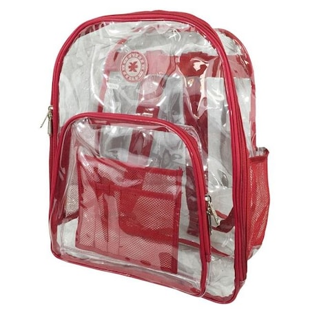 HARVEST Harvest LM213 Red Deluxe 17 in. See-through Clear 0.5 mm. PVC Backpack LM213 Red